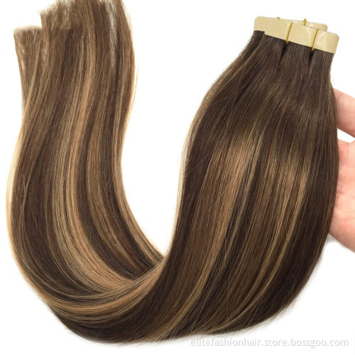 Top selling  wholesale 12"-30" Virgin Human Hair Double Drawn Remy Tape In Hair Extensions For Women Tape in Hair extension